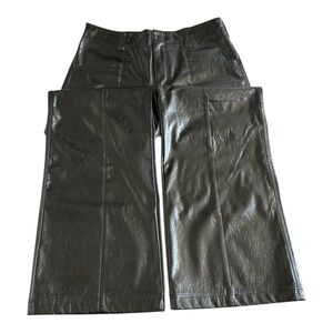Free People Star Crossed Lovers Straight Wide Leg Vegan Faux Leather Pant